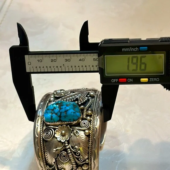 Vintage Navajo G James Signed Kingman Turquoise Silver Cuff Bracelet Heavy🔥🔥🔥 - Picture 12 of 16